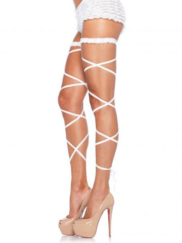 Garter Leg Wraps Set - White - One Size