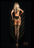 Decorative Pattern Pantyhose with Open Crotch - Black -