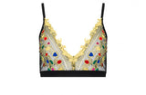 Embroidery Tall Triangle Bralette - Mesh Jewel/Velvet -