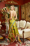 French Riviera Tasseled Dress - Olive Floral -