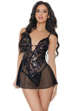 Babydoll and Thong - Black -