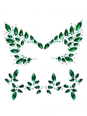 Poison Adhesive Face Jewels Sticker - Green - One Size