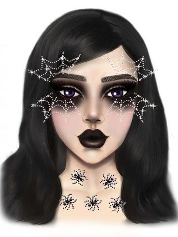 Web Face Jewels Sticker - Multicolor - One Size