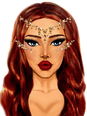 Star Sign Face Jewels Sticker - Gold - One Size