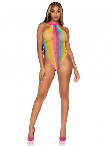 Rainbow - Stripped Halter Bodysuit - One Size