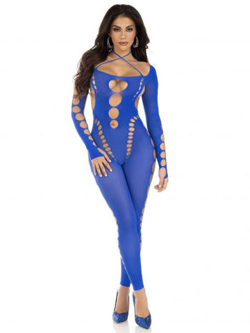 Reckless Intentions Footless Bodystocking - Royal Blue - One Size