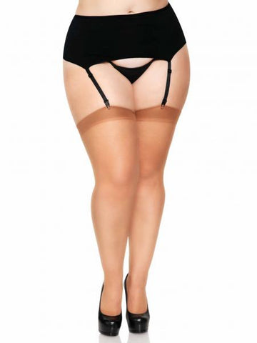 Sheer Thigh High with Backseam - Tan - Queen
