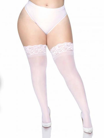 Stay Up 3" Lace Top Thigh High - White - Queen
