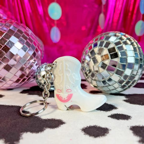 Boot Bottle Opener Keychain - White