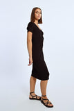 Knitted Fitted Dress with Open Heart at the Back - Black -