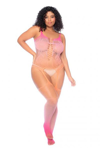 Floral Ombre Bodystocking - Sunset - Plus Size