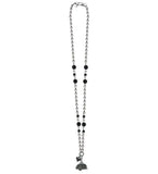 Bohemian Cowgirl Trailer Love Necklace - Silver/Jet Faceted Glass Beads
