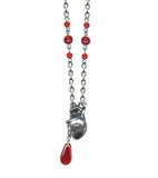 Anatomical Heart Necklace with Red Beads
