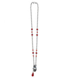 Anatomical Heart Necklace with Red Beads