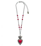 Sacred Heart Pendant - Beaded Chain Necklace