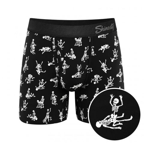 The Bare Back Bones | Glow in the Dark Skeletons Ball Hammock® Pouch Underwear With Fly -
