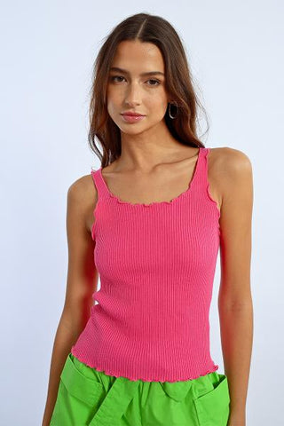 Ribbed Tank Top - Pink -