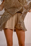 Short Skirt with Leopard Ruffles - Beige -