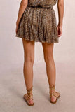 Short Skirt with Leopard Ruffles - Beige -