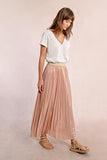 Long Pleated and Iridescent Skirt - Light Pink -