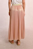 Long Pleated and Iridescent Skirt - Light Pink -