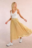 Long Pleated and Iridescent Skirt - Gold -