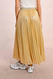 Long Pleated and Iridescent Skirt - Gold -