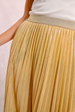 Long Pleated and Iridescent Skirt - Gold -
