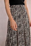 Leopard Print Long Skirt with Ruffles - Beige Geeta -
