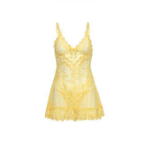 Soft Cup Lace Babydoll and G-String - Pale Banana -