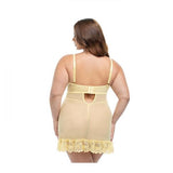 Soft Cup Lace Babydoll with G-String - Pale Banana -