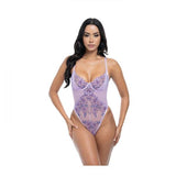 Lavender Embroidered Teddy with Mesh Overlay - Graphic Garden/Lavendula -