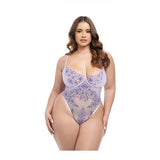 Lavender Embroidered Teddy with Mesh Overlay - Graphic Garden/Lavendula -