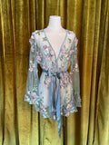 Embroidery Short Robe - Powder Blue Multi -