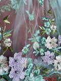 Embroidery Short Robe - Powder Blue Multi -