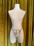 Embroidery G-String - Powder Blue Multi -
