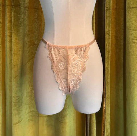 Floral Lace G-String - Whisper Peach -