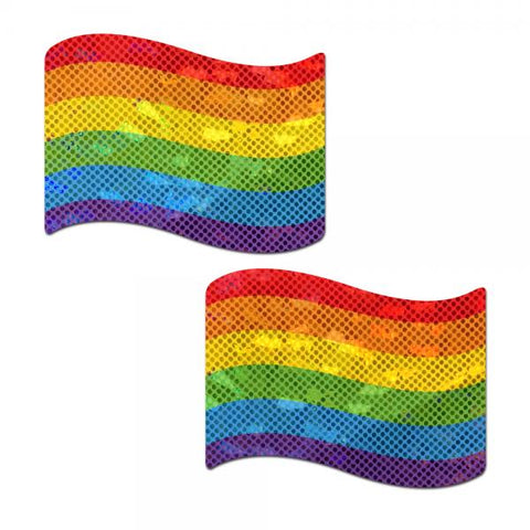Pastease® - Gay Rainbow Waving Flag Nipple Pasties