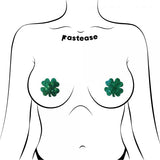 Pastease® Petites - Two-Pair Disco Ball Glittery Green Clover Nipple Pasties