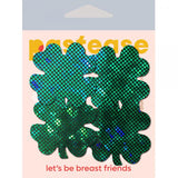 Pastease® Petites - Two-Pair Disco Ball Glittery Green Clover Nipple Pasties