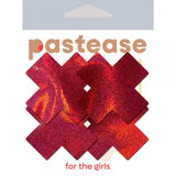Pastease® Petite - Two Pair Liquid Cross Nipple Pasties - Red