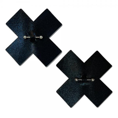 Pastease® - Liquid Plus X with Barbell Piercing Nipple Covers - Black