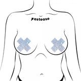 Pastease® - Crystal Cross Nipple Pasties - Silver