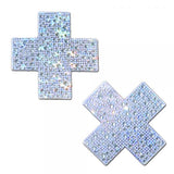 Pastease® - Crystal Cross Nipple Pasties - Silver