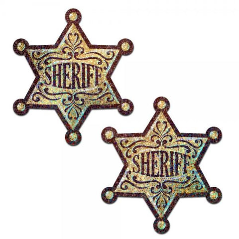 Pastease® - Glittering Golden Sheriff's Badge Nipple Pasties