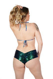 Sequin Booty Shorts and Top Set - Green - One Size