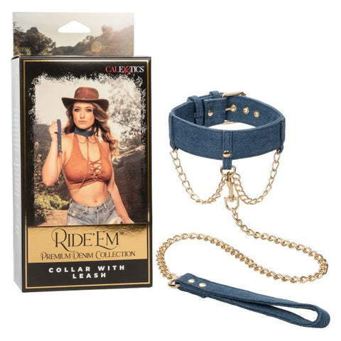 Ride 'Em Premium Denim Collection Collar w/Leash