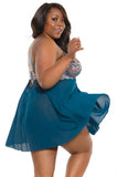 Sweet Serenade Babydoll and Thong - Teal -