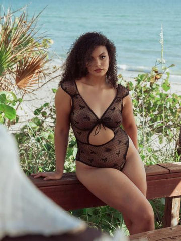 Bow Mesh Teddy - Black -