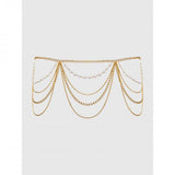 Pearl & Chain Draped Garter - Gold & Pearl - One Size